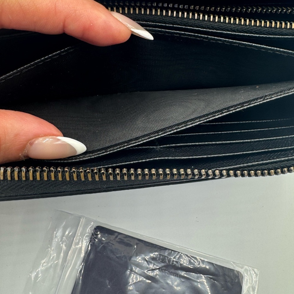Prada Saffiano Leather Large Zipper Wallet Black Gunmetal Hardware - Picture 9 of 13